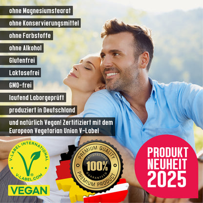 Vegan All-in-One Tropfen - Vitamin B12+B2+B6+B9 Folsäure + Zink + Eisen + Selen + Natrium + Kalium + Jod - Komplex mit natürlichem Tropical Fruchtgeschmack (20ml = ca. 4 Monats-Vorrat)